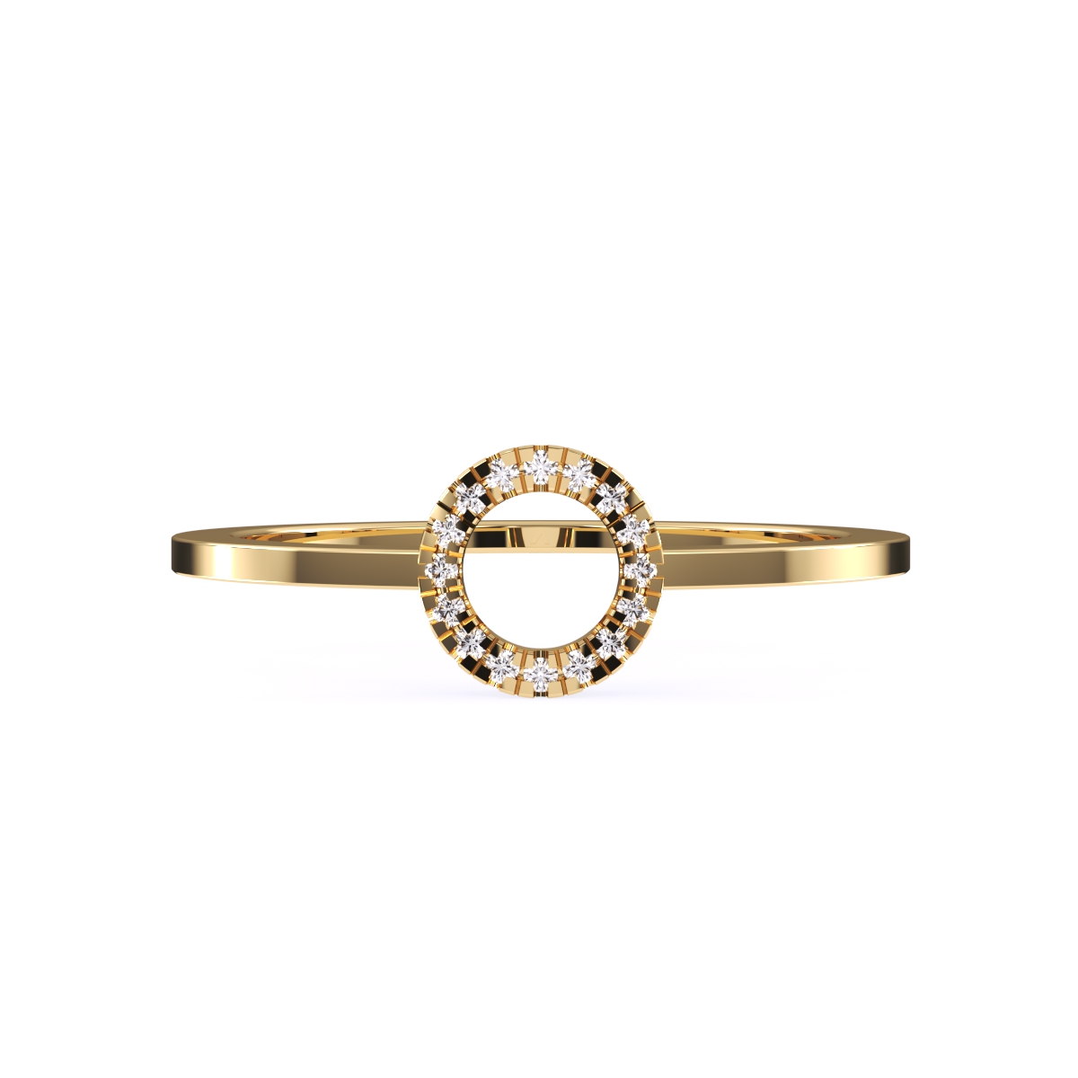Unique Open Circle Round Diamond Ring